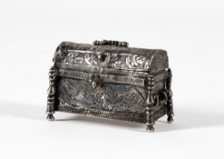 Small box in the shape of a round-lidded chest, Ottoman, probably 15th century