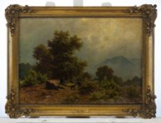 Knorr, Hugo (Attribution): Three Young Men with Dog Resting in the Mountains