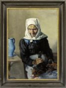 Baumgartner, Thomas: Old farmer's wife plucking a chicken