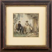 Wopfner, Joseph (attribution): Young couple in front of the farmhouse