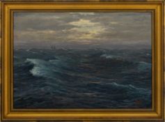 Marcic, Rudolf: Rough sea with sailing ship on the horizon