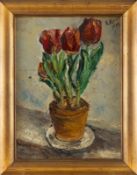 Mann, K., Red tulips in a flower pot