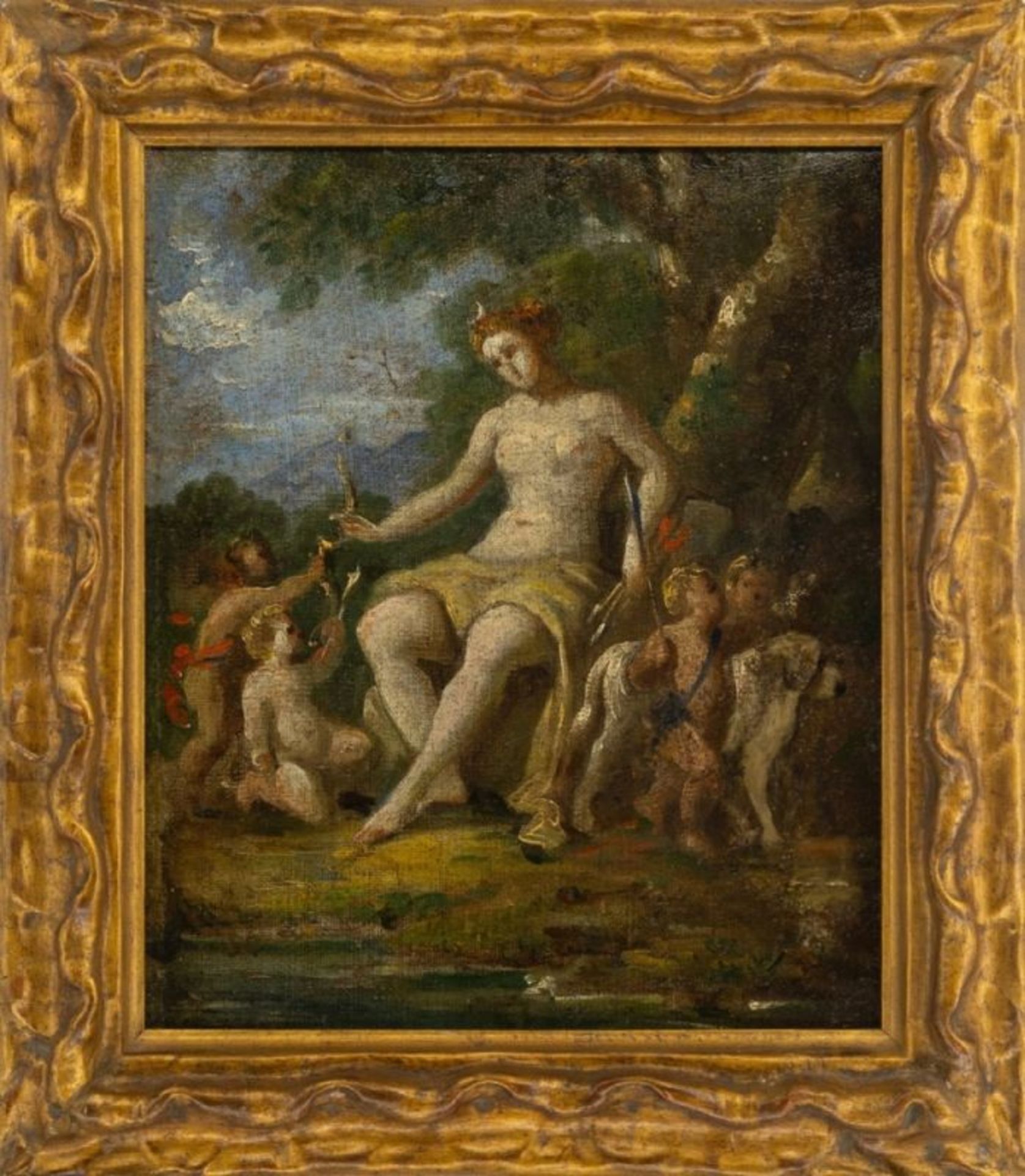 Diziani, Gasparo (Attrib.): Diana mit Amoretten und Jagdhund
