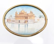Oval miniature depicting the Golden Temple in Amritsar, India, 19th century