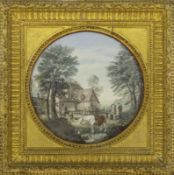 Bustling activity on a country estate, 19th-century English school