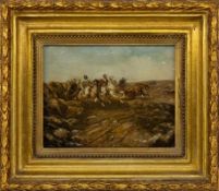 Beduins fighting in the desert, 19th century Orientalist painter