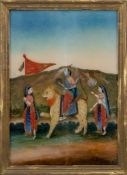 Tanjore reverse glass painting with Jagaddhatri, South India, probably 18th cent.