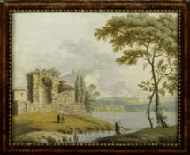 Bison, Giuseppe Bernardino (Attribution): Capriccio with a river landscape