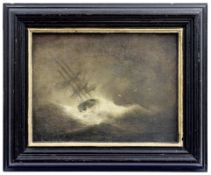 Tall ship in a storm, 19th cent.
