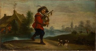 Teniers, David - Circle: Bagpiper with Dog