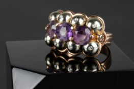 Bicolorer Amethyst-Goldring, 20. Jh.
