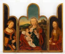 Triptych with Maria lactans and female saints, Germany, 16th/17th century