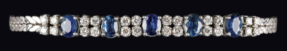 Saphir-Diamant-Armband, 2. H. 20. Jh.