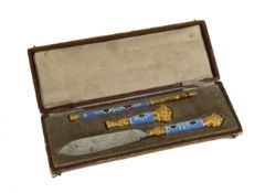 Schreibgarnitur im Etui, um 1900