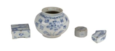 Four white and blue water vessels, Korea, Joseon Dynasty, 19th century