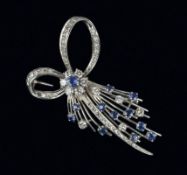 Saphir-Diamant-Schleifenbrosche, Italien, 1960er Jahre