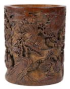 Large brush cup with scholars in landscape, China, Daoguang period, 1820-50