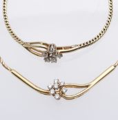 Diamant-Goldcollier mit Armband, 20. Jh.
