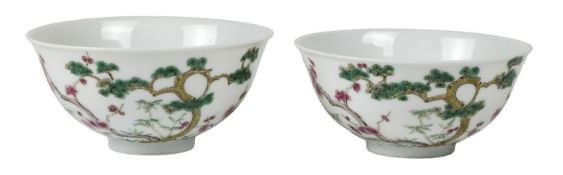 Two bowls decorated with 'Three Friends of Winter', China, Daoguang period, 1821-50
