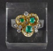 Smaragd-Diamant-Goldring, 20. Jh.