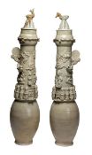 Two Qingbai funerary vases, China, probably Song dynasty, 960-1,280 AD