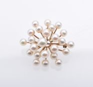 Strahlenbrosche mit Perlen, 20. Jh.