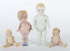 4 Püppchen wohl um 1920, 1 x