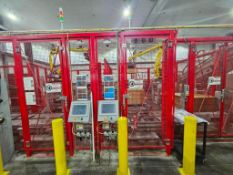 Bulk bid Fanuc M-410iB Robotic Palletizing System with Wulftec WCRT-200 Rotary Arm Stretch Wrapper