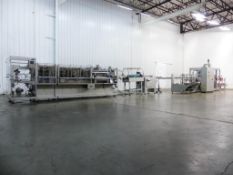 Volpak HFFS Pouch Filling and Packaging System with Case Erector and Top Load Case Packer