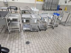 lot of 6 rolling carts on wheels