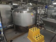 185 Gallon Jacketed Stainless Steel Conical Bottom Tank