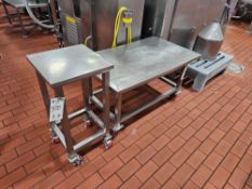 (2) Stainless Steel Prep Tables on Casters