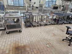 Lot of 6 Metal carts on wheels