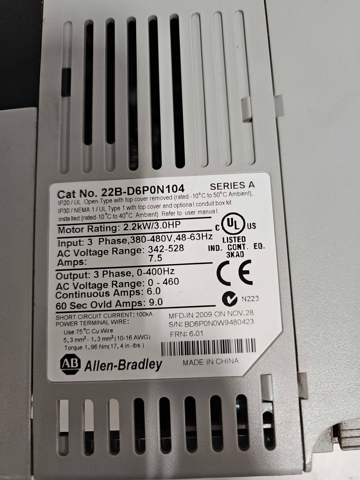 Lot of 6 Allen-Bradley PowerFlex 525 & PowerFlex 40 AC Drive - Image 7 of 11