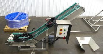 Plan It Packaging Inc. Conveyor Cleated Blue Belt Incline Conveyor