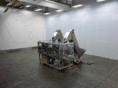 Sarg Dual Coffee Capsule Unscramblers with (2) Cleated Incline Conveyor