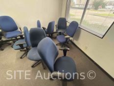 Qty of 10 Chairs and corner cubicle office.