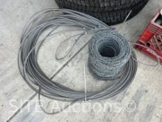 Qty of barbed wire and fencing cable