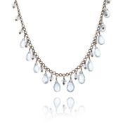 Estate 22k Yellow Gold Alternating Aquamarine Briolette Necklace