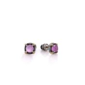 Konstantino Two-Tone Delos Collection Pink Corundum Stud Earrings