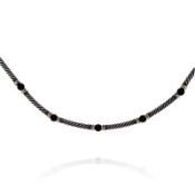 Estate David Yurman Two-Tone Hampton Black Onyx Station Necklace