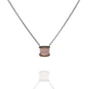 Judith Ripka Eternity Necklace with Stones - Rose Quartz, Mother of Pearl
