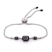 Judith Ripka Sterling Silver Adrienne Enamel & Amethyst Friendship Bracelet