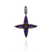 Konstantino Two Tone Amethyst Cross Pendant
