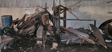 A Massey Harris No. 5 corn binder, originally horse and wheel driven, complete and working order,