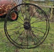 Two Bamford's of Uttoxeter cast iron implement wheels