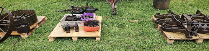 A quantity of line shaft equipment, including pulleys, shafts and fixings