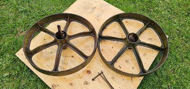 Two cast iron binder wheels