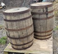 Two oak whisky barrels