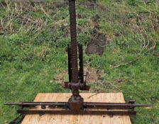 A Bedford O Type hand turned tipping bed screw with attachments